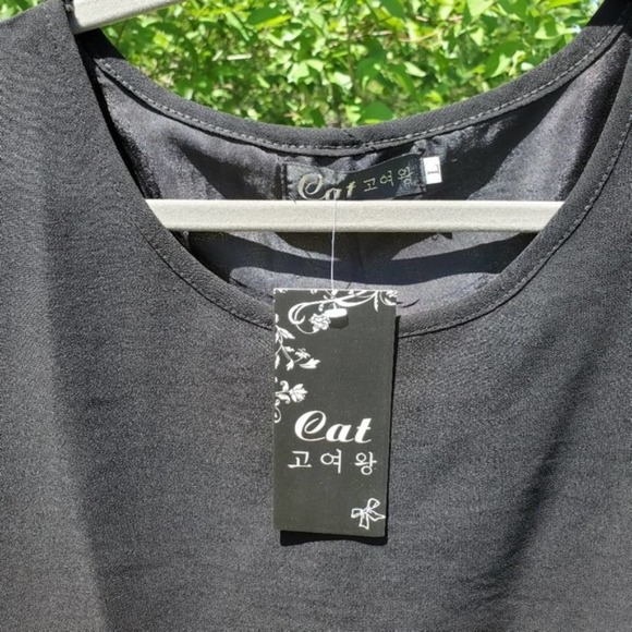 Cat black sheer multi layer white embroidery - Picture 3 of 8